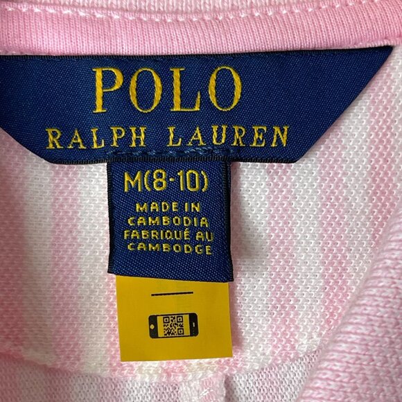 POLO Ralph Lauren Kid's Pink Belted Button Down Short Sleeve Shirt Dress Medium - Picture 4 of 9